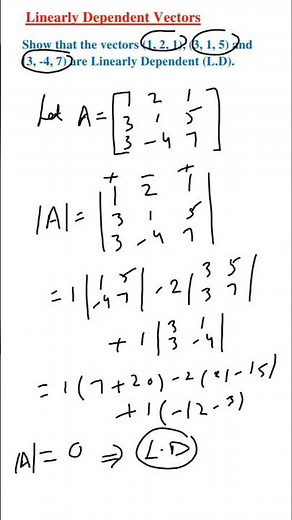 Linearly Dependent Vectors #maths
