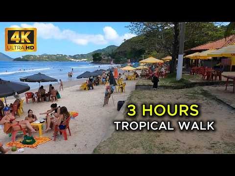 3 HOURS in BRAZIL 🇧🇷 The Ultimate Scenic Coastal Walk 🌴 [ 4K 60fps ASMR ] 🎧