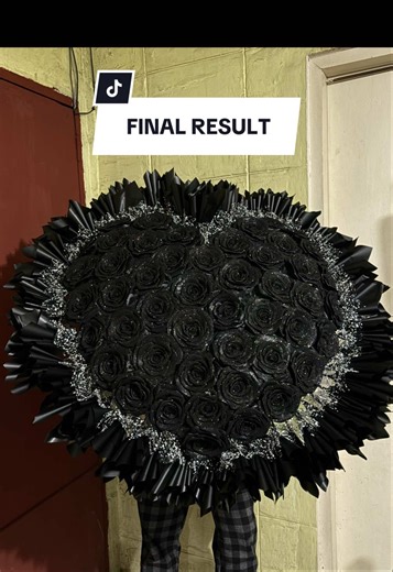Stunning Black Heart Bouquet Made of 48 Roses