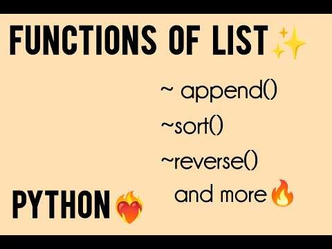 Functions of List| Python🔥|All major functions covered✨