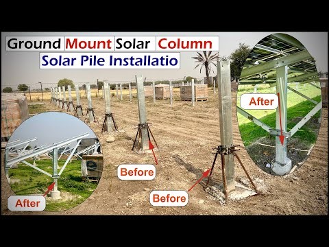 solar column installation I Solar pile installation I Solar column Foundation alignment