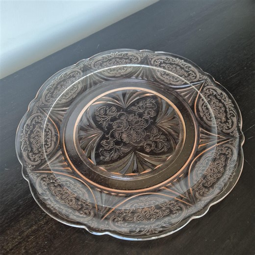 Pink Depression Glass Plate - Etsy