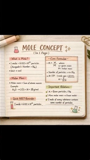 Mole Concept Explained in 60 Seconds | Chemistry NEET Quick Notes