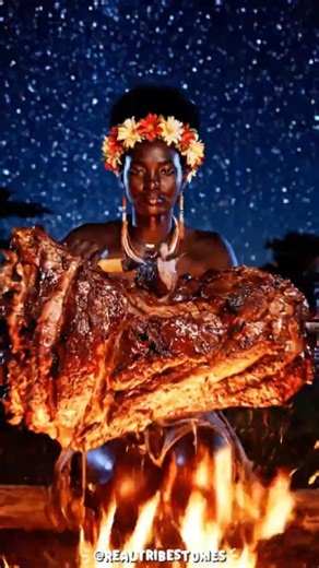 Suri Tribe Cooking: Giant Roasted Beef! 🥩🔥 #tribalcooking #triballife