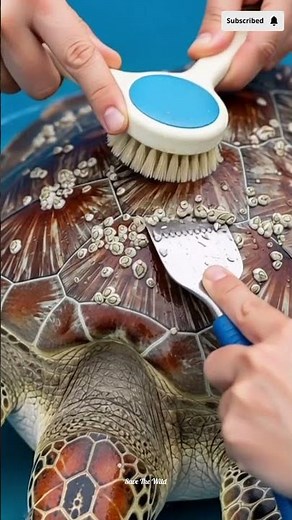 Turtle barnacles removal #rescue #turtle #barnacles