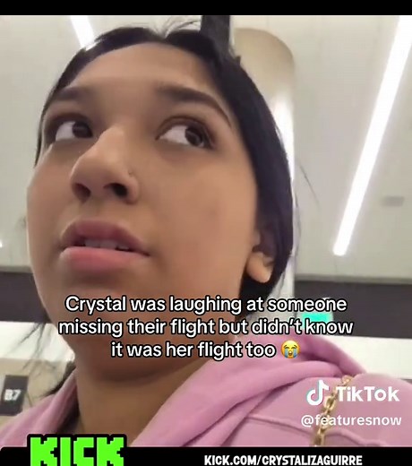 Crystal was laughing at someone missing their flight but didn’t know it was her flight too 😭 #crystalizaguirre #fyp @Crystal Izaguirre