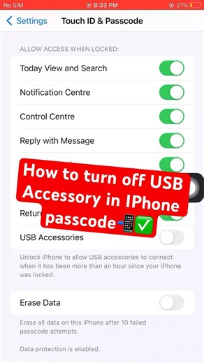How to turn off USB Accessory in IPhone passcode📲✅ #iphone #passcode #tutorial