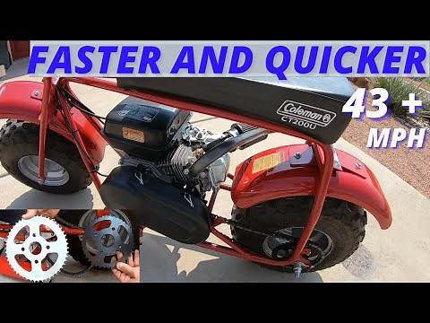 Coleman CT200U minibike sprocket change /40 tooth / Top speed