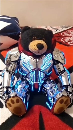 a teddy bear turning into a cyborg