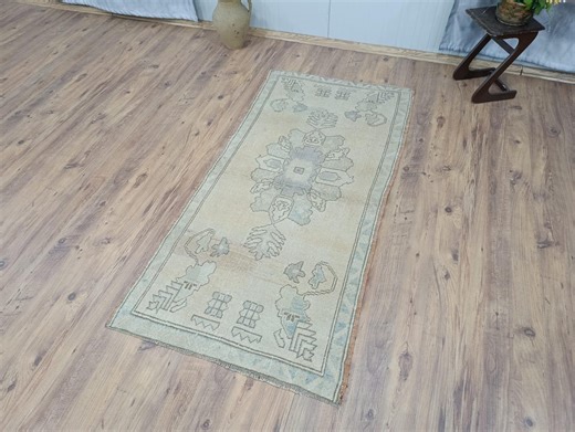 Beige Gray Tribal Runner Rug, Wool Bohemian Anatolian Style 2.9x5.7 FT - Etsy