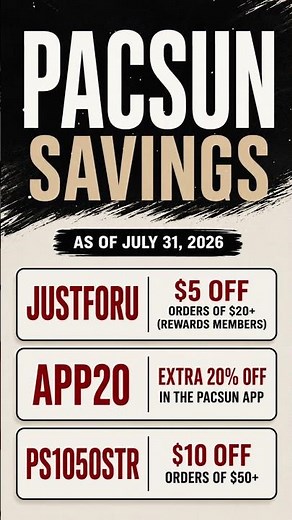 PacSun Promo Codes as of July 31, 2026