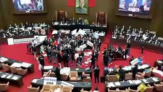 Taiwan politicians exchange punches and throw pig guts in parliament debate over US pork