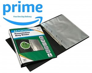 A3 Portrait 4-D Ring Binder Folder & pockrts File Black Presentation Portfolio | eBay UK