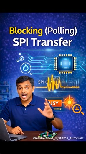 Embedded Systems Tutorials on Instagram: "Blocking (Polling) SPI Transfer Explained A quick and clear introduction to blocking SPI transfer, where the CPU waits by polling status flags during SPI communication. #spi #embeddedsystems #embeddedengineering #microcontrollers #electronicsengineering"