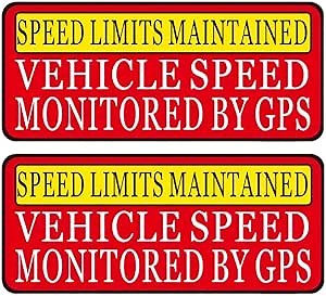Speed Limit Car Sticker -Vehicle Speed is Monitored by GPS Speed Limits are maintained, 9"X4" Reflective Bumper Sign 2 Pack