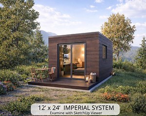 Tiny House Plans | Minimal Cabin House | 12x24 Small House - Etsy