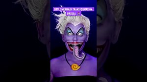 Little Mermaid costume with detailed Halloween makeup