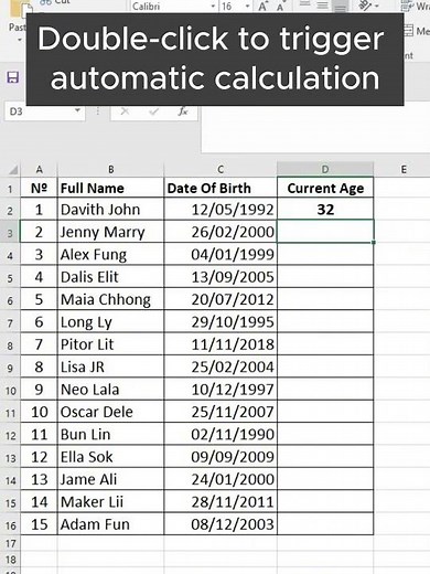 Calculate Age in Excel with Ease