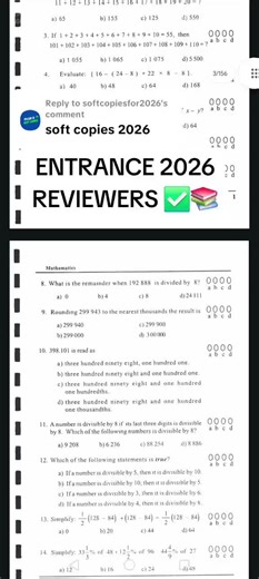 Comprehensive Entrance Exam Reviewers for 2026