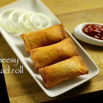 cheesy bread roll recipe | veg stuffed bread roll recipe