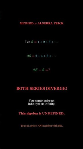 1+2+3+... = -1/12? Ramanujan's INSANE Math Result Explained #shorts