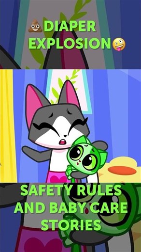 💩DIAPER EXPLOSION 🤪 SAFETY RULES AND BABY CARE STORIES 😻Paws&Play #shorts #forkids