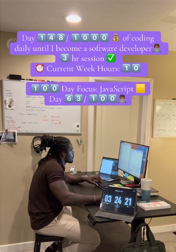 Day 1️⃣4️⃣8️⃣/ 1️⃣0️⃣0️⃣0️⃣ 💰 of coding daily until I become a software developer👨🏾‍💻 3️⃣ hr session ✅ ⏰ Current Week Hours: 1️⃣0️⃣ 1️⃣0️⃣0️⃣ Day Focus: JavaScript 🟨 Day 6️⃣3️⃣/ 1️⃣0️⃣0️⃣👨🏾‍💻 #softwaredeveloper #softwareengineer #software #softwareengineering #softwaredevelopment