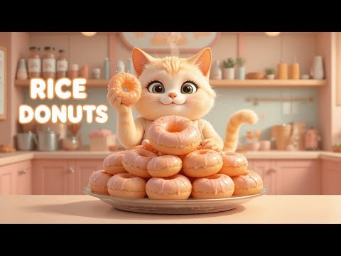 Cute Cat Making Rice Donuts 🍩🐱 || Full Recipe Cooking Vlog (Relaxing ASMR)
