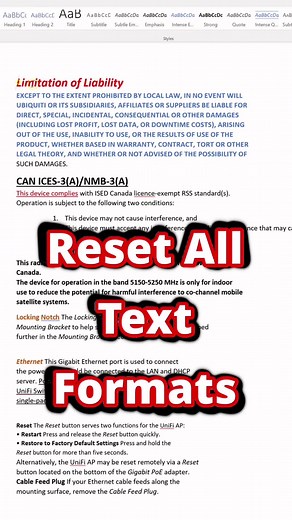 Reset all the formatting in your word document using a this shortcut #tipsanstricks #microsoft #tutorial #microsoftword #fyp #tips