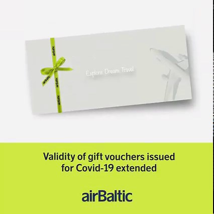 16K views · 73 reactions | Upon passenger’s request, airBaltic will extend the validity of gift vouchers issued as a refund for Covid-19 cancelled flights. If you hold a valid gift voucher, you can extend it for travels till December 31, 2022. Please contact our Call Center for further assistance: tiny.cc/jlihuz | airBaltic | Facebook