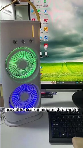 Rechargeable Dual Head Tower Water Spray Fan - Portable Mist Fan for Ultimate Comfort