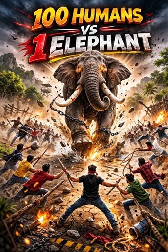100 Humans vs 1 Elephant 🐘