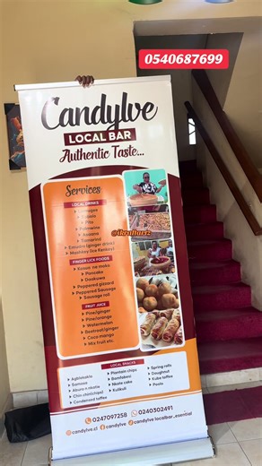We design and print the perfect pull up banner you need to advertise your brand at your work space or the fair 😃 650gh for one #rollupbanner #pullupbaner #advertisingbanner #paperbagsandmore #madeinghana🇬🇭