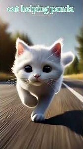 cat helping panda #panda #cat #pandalife #catshorts