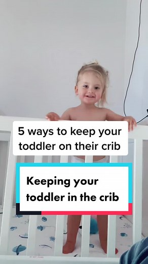 Is your toddler showing sogns of escaping the crib? If you’re trying to pull out the stops to keep your toddler in thw crib, here are 5 tips. #toddler #toddlercrib #toddlersleep #toddlersleeptips #toddlersleeptraining #toddlersleephelp #sleepconsultant #pediatricsleepconsultant #infantsleep #infantsleepcoach
