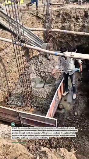 Concrete Foundation Pouring for Strong Buildings! #construction #concrete #engineering