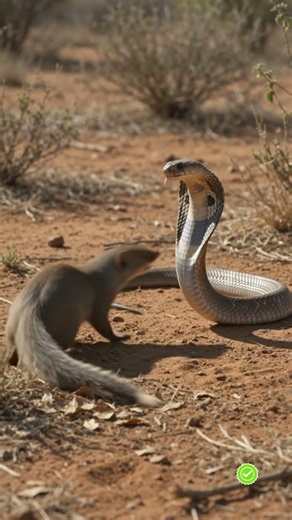 A mongoose latches onto cobra's head with deadly grip. #animals #wildlife #shorts