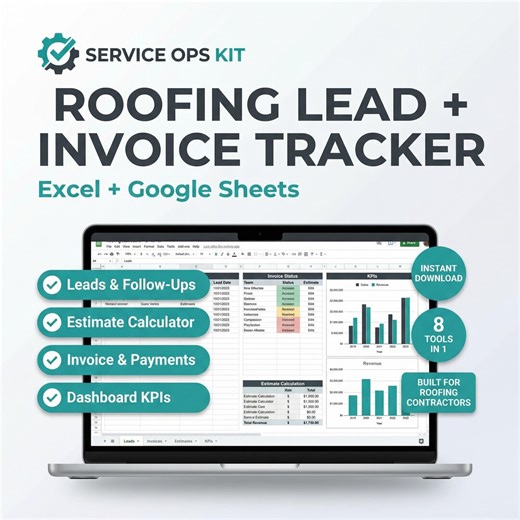 Roofing Lead + Invoice Tracker Spreadsheet - Etsy