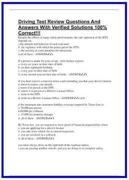 Driving Test Review Questions And Answers With Verified Solutions 100 Correct 636x882