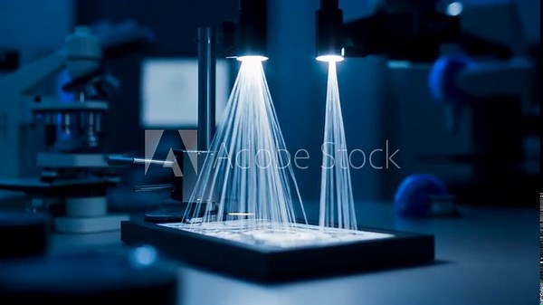 Advanced double-slit experiment setup in a high-tech laboratory, featuring precision optical instrumentation and futuristic lighting for quantum physics research and wave-particle duality exploration