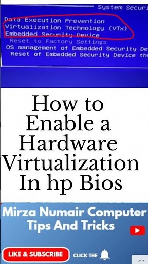 How to Enable a Hardware Virtualizations In hp Bios