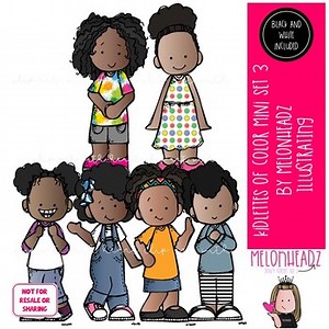 Kidlettes of Color clip art digi stamp MINI set 3 by Melonheadz Clipart