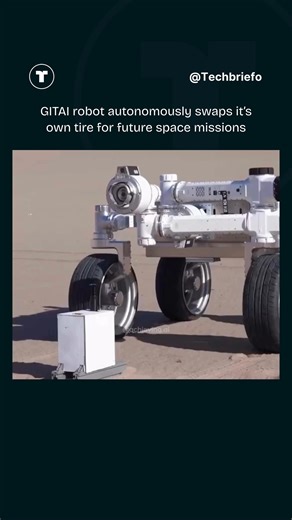 Tech Briefo on Instagram: "Follow @techbriefo to learn something NEW every day 🚀 No Moon/Mars repair shops? GITAI's R1 lunar rover fixes that—demoing full autonomy by swapping its own tire in brutal desert sims mimicking lunar hell. ​ Self-maintenance is mission-critical: bots swapping wheels/tools dodge single-point failures that could doom entire ops, slashing costs vs. human crews for off-world bases. ​ NASA/JAXA collab next—space infrastructure gets affordable, reliable robotic labor! 🌕🤖�