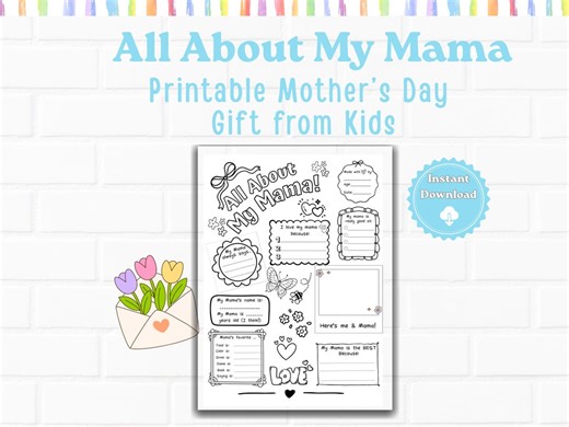 All About My Mama Printable | Mother's Day Interview for Kids | Mama Questionnaire | Cute Mother's Day Activity | Kids Printable Gift - Etsy Canada