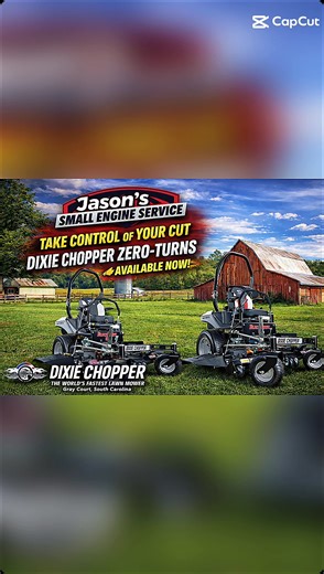Why Choose a Dixie Chopper Zero-Turn? 🚀 Mow faster. Cut stronger. Get the job done right. ✔️ Legendary speed — finish mowing in less time ✔️ Built tough for large yards & commercial use ✔️ Powerful engines & heavy-duty decks ✔️ Comfortable ride for long mowing days ✔️ Trusted American zero-turn heritage If you want performance, durability, and productivity, a Dixie Chopper delivers every cut. 👉 Upgrade your mow. Choose Dixie Chopper. #jasonssmallengineservice #graycourtsc #20yearanniversary #S