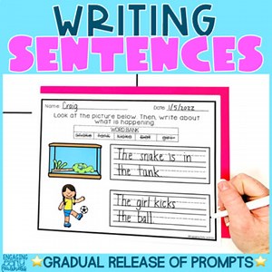 Sentence Writing for Kinder and First with Interactive Digital and Print Options