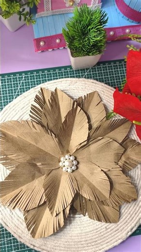 Easy Paper flower with Waste Paper bag🛍️🛍️ #diy #youtubeshorts #shorts #paperflower #decoration #yt