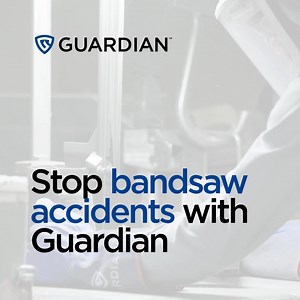 Prevent bandsaw accidents with Guardian's vision safety bandsaws: 📷 Cameras detect when an operator gets too close to the blade. 🛡️ The blade stops in 12 milliseconds. That’s faster than a bullet crossing a football field. ✔ Despite 3 million run hours, there's never been an accident on a Guardian. Don't wait until the next accident to make a change. Learn more at https://www.guardianbandsaw.com/ | Guardian Bandsaw