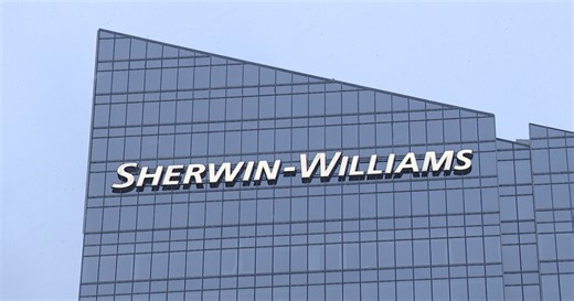 Sign on new Sherwin-Williams HQ lights up Cleveland's Skyline