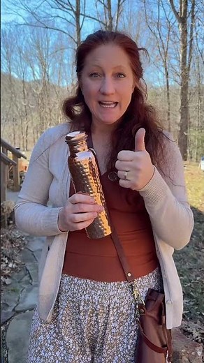Copper Water Bottle (34 oz) – Ayurvedic pure copper drinking vessel for daily water storage;